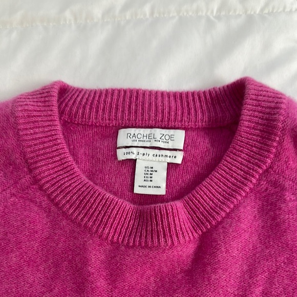 Rachel Zoe Women's 100% 2-ply Cashmere Hot Pink Sweater - Picture 4 of 5